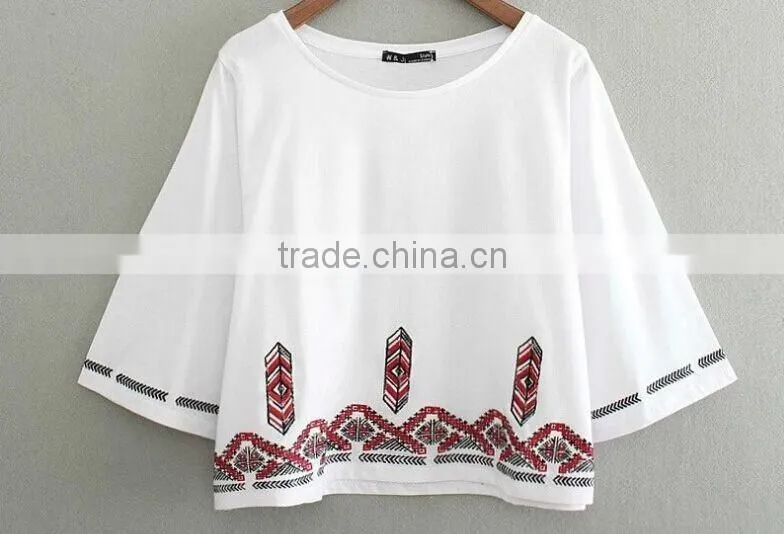 HIGH QUALITY EMBROIDERY PATTERN WOMEN CASUAL SHIRTS
