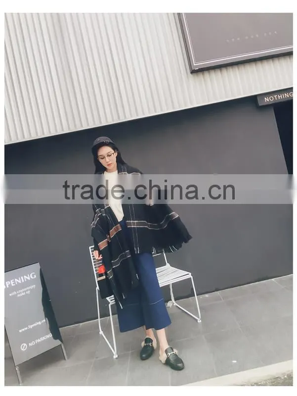 Striped Waterfall Wrap Female Cape Pashmina Printed Oversized Cashmere Shawl Famous Brand Women Winter Poncho