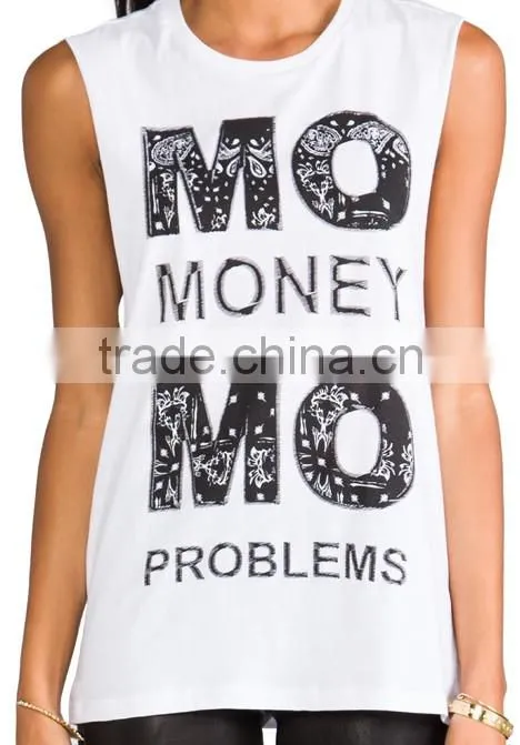 raw cut arm holes plain white tank top