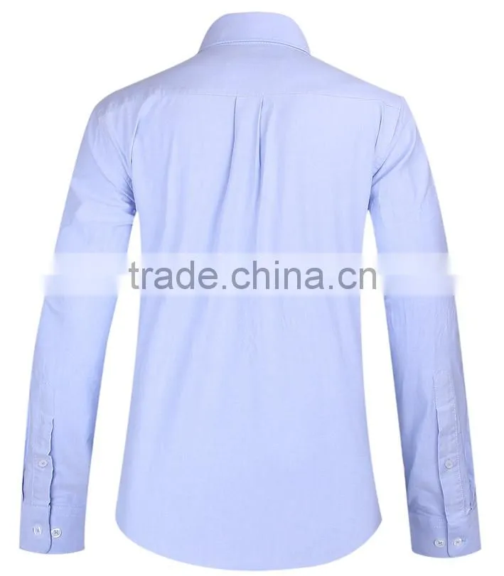 2017 new blue oxford men's long sleeve casual shirt wholesale