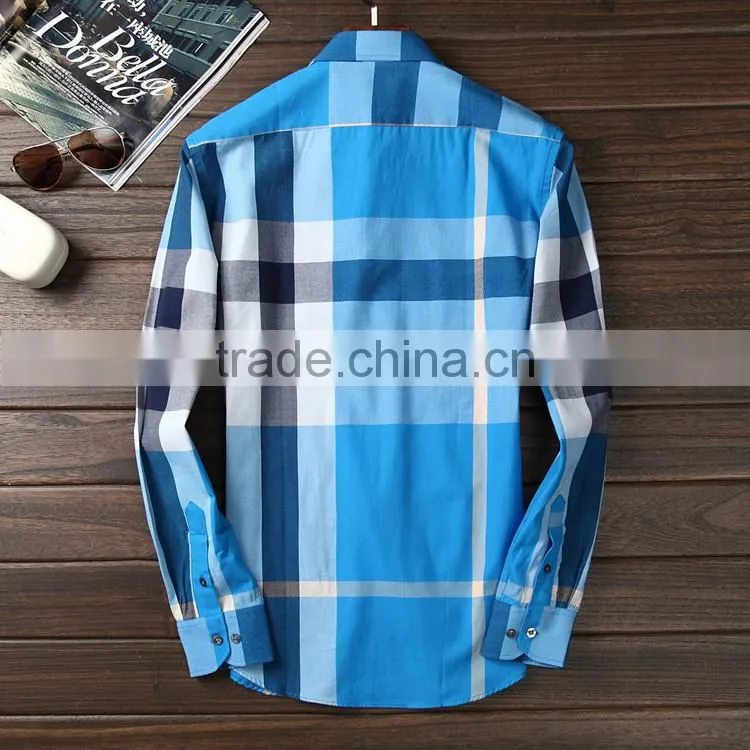 New design round bottom check pattern fancy casual man shirt for customising