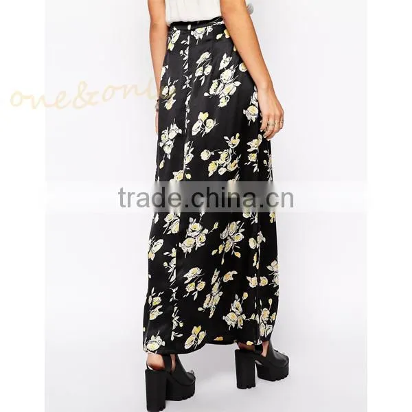 women floral print long skirt chiffon