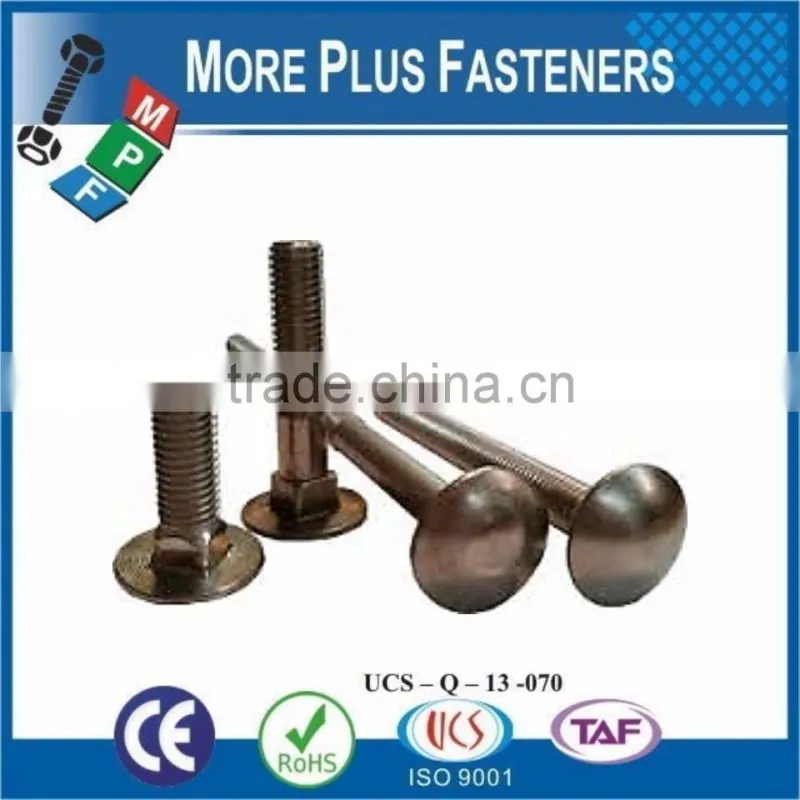 Made In Taiwan Stainless Steel General Purpose Bright Zinc Plated Bronze Coach Bolt