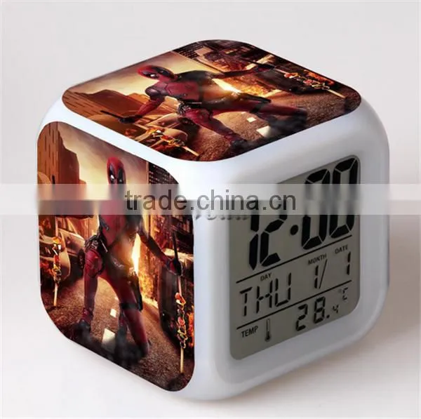 Promotion Gift LED Alarm Clock Deadpool Alarm Clock Table clock for kids Custom Digital LED Alarm clock