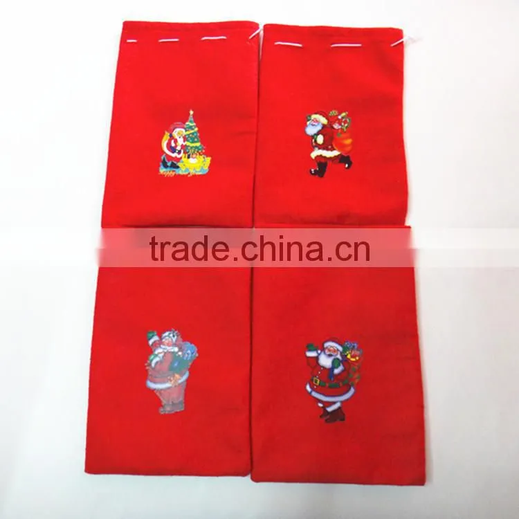 Gift Bag Jewelry Red Velvet Pouch Drawstring Christmas