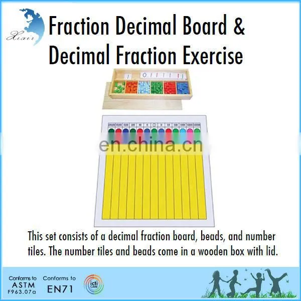 Preschool Wooden Educational Montessori Material EN71 Mathematic Toy Fraction Decimal Board & Decimal Fraction Exercise
