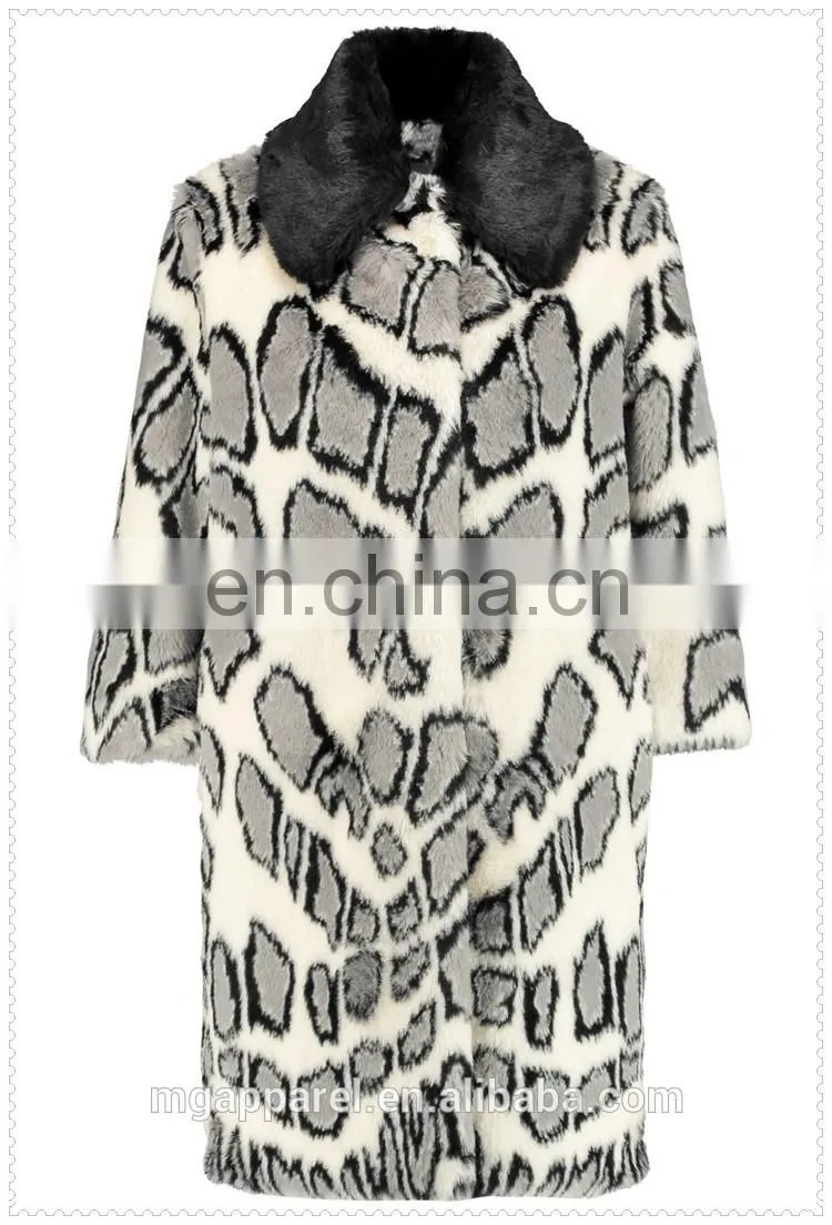 best selling printed long faux fur coats women made in china
