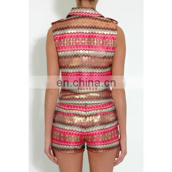 Pink Metallic Patterned Jacket/womens new jacket/clothing supplier china/wholesale lastest apparel model-cp356