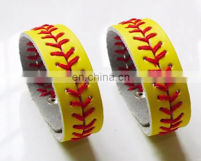 Popular Cheap Leather Sports Softball Bracelet