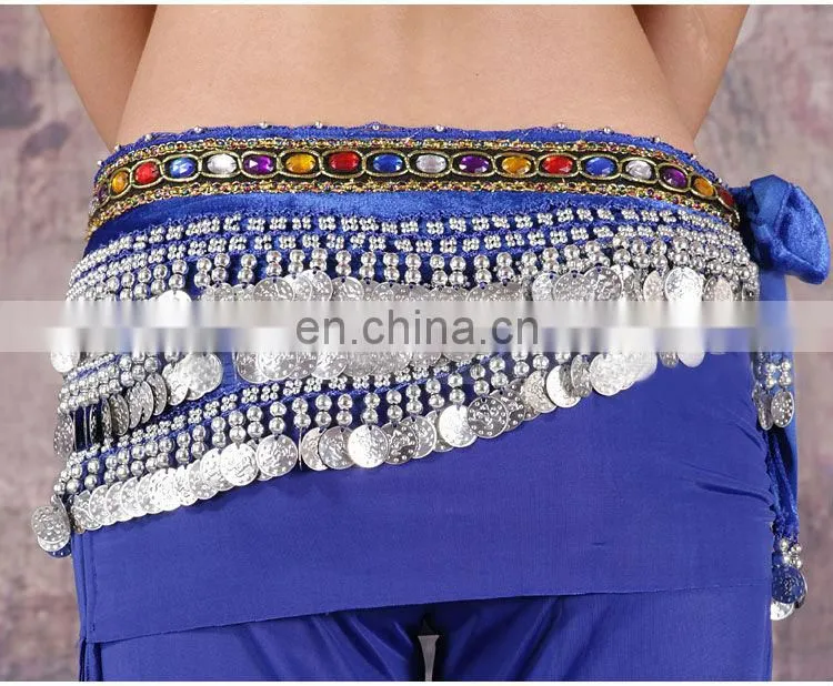 Cheap 248 and 338 coins Belly dance silver coins hip scarf Y-2035#