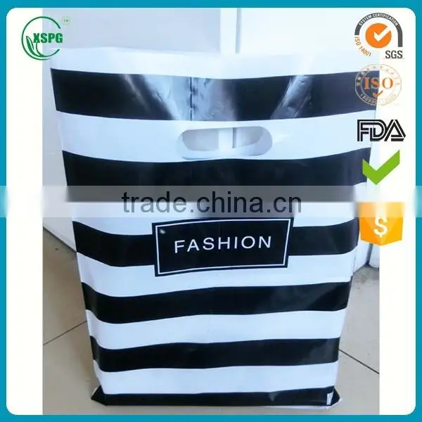 High Quality Custom Black Plastic Hape Bags with Die Cut Wholesale