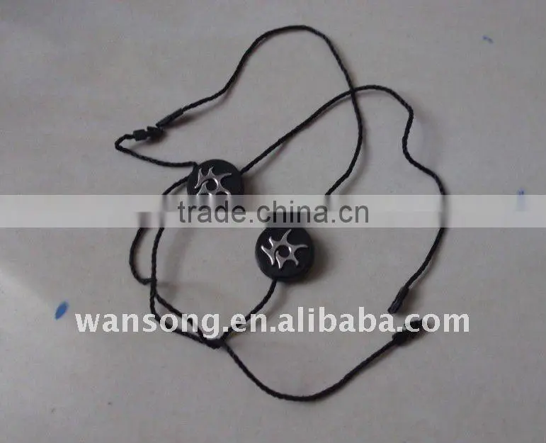 Factory custom black plastic hang tag/string seal with logo printing for sale