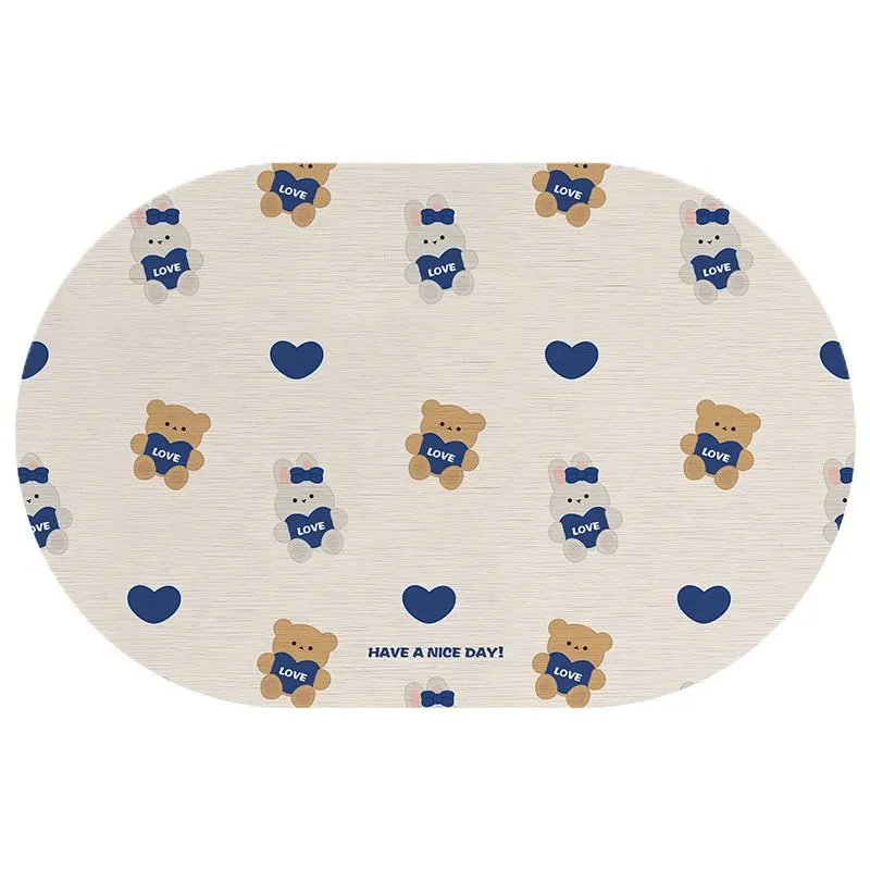 Bunny and Teddy printed bath mat