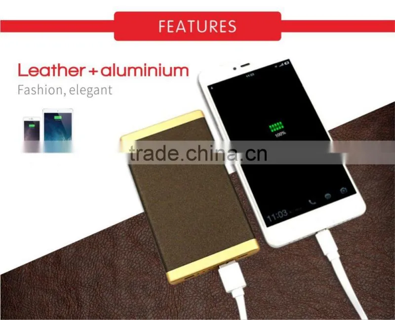Customizing LOGO portable charger 6000mah leather power bank