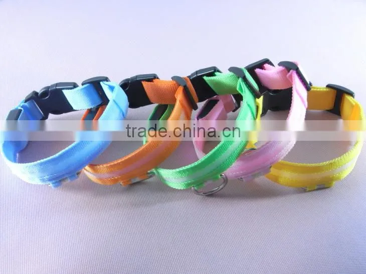 2.5cm Mesh Structure Led Bright Pet Collars for Dogs, 4 sizes 6 colors support Mixed Wholesale