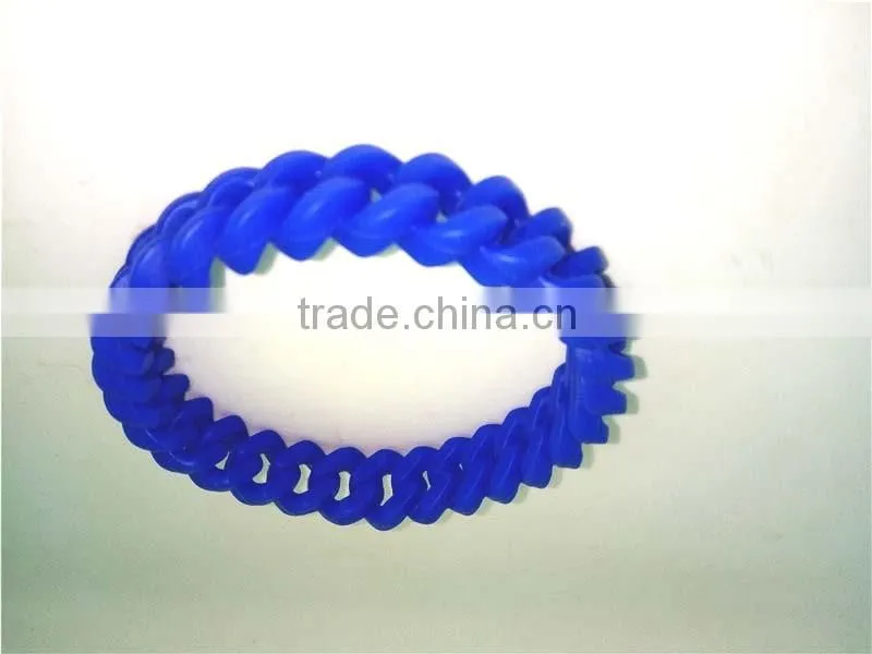 Wholesale Customized Hand Chain Braided Silicone Handwrist Blue Sports Bracelet