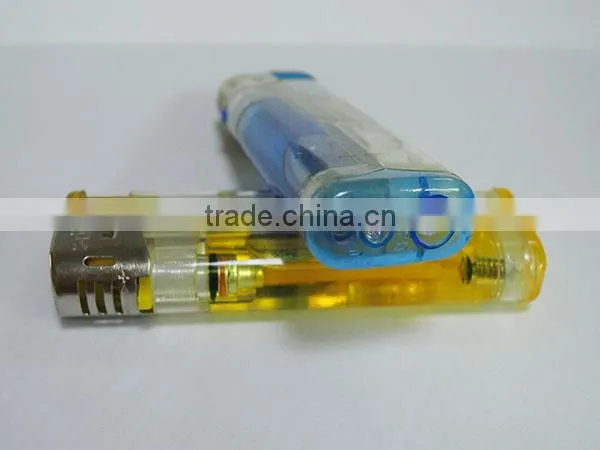 plastic colored gas lighter electronic cigarette lighter with LED flashlight
