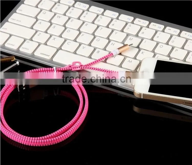 New design 2in1 zipper usb cable, mobile phone data zipper usb data cable