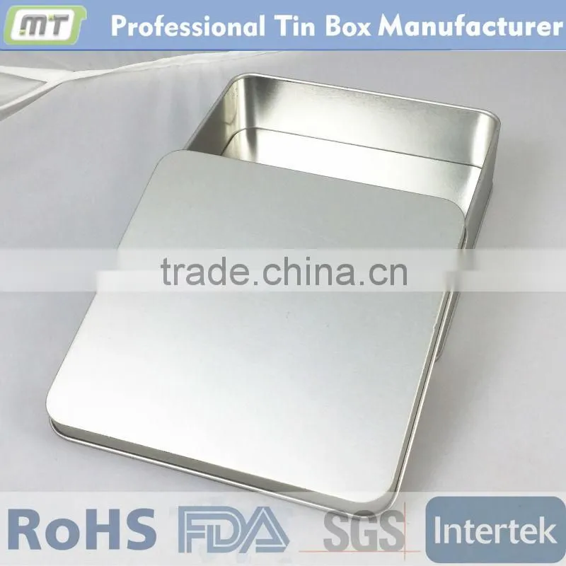 plain silvery square gift tin box
