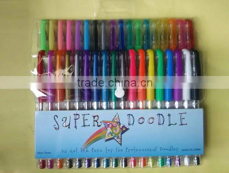 Rainbow color gel pen glitter logo ink pen pack