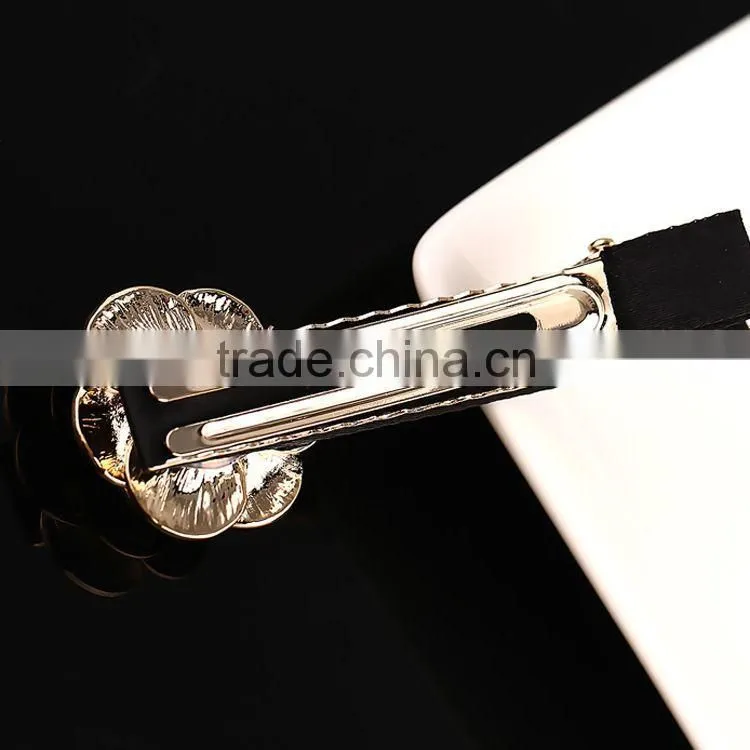 Neoglory Simulated Pearl Hair Barrette Enamel Cute Flower Shaped 14K Gold Plated Women 2015 Wholesale
