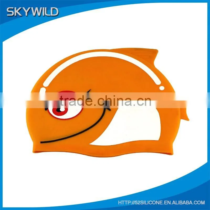 Waterproof kid silicon swim cap cute fish cartoon swimming cap