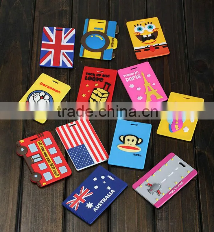 Custom design FDA Silicone embossed luggage tag blank name tag for promotion