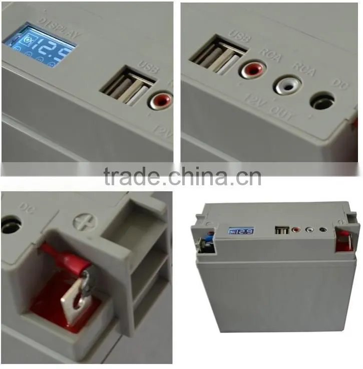 Solar battery easy to charge USB function battery 12v 12AH