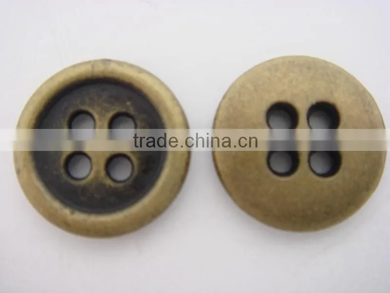 11.5mm fashion round antique brass metal 4 holes shank button