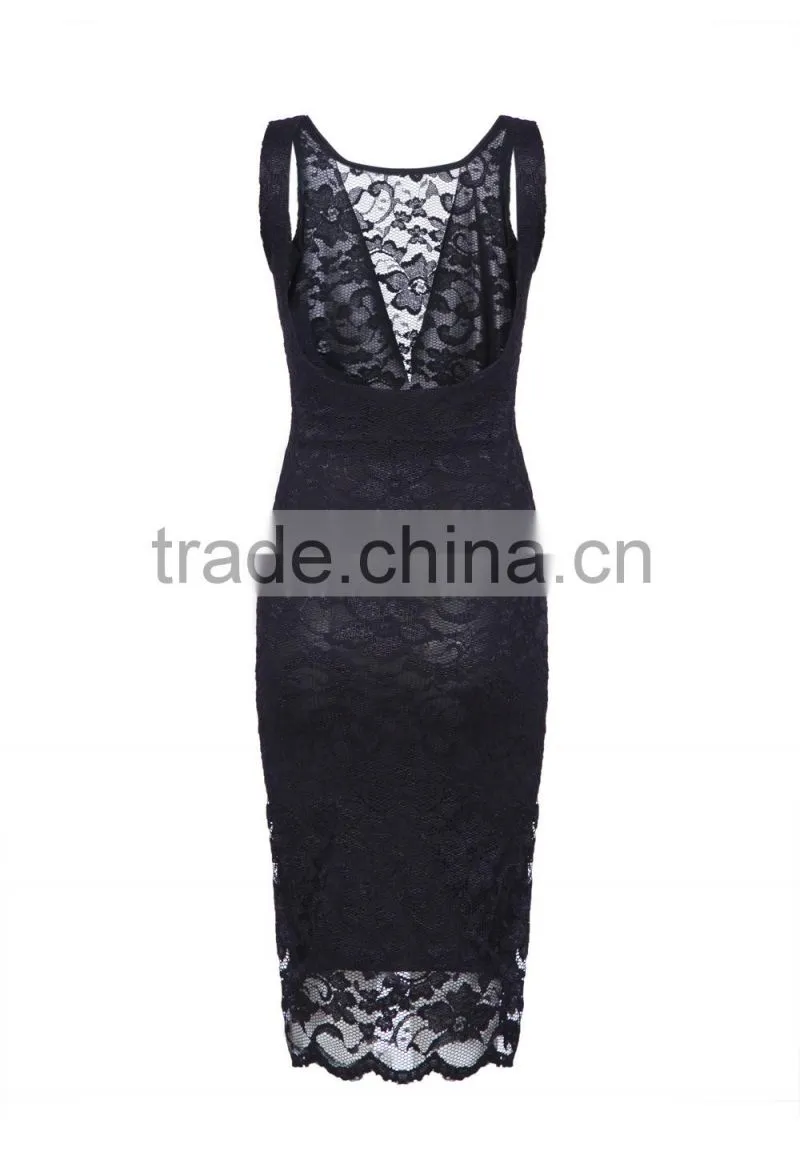 2014 HIgh-Rank quality fabrics lace U backless lace sexy elastane v front dresses