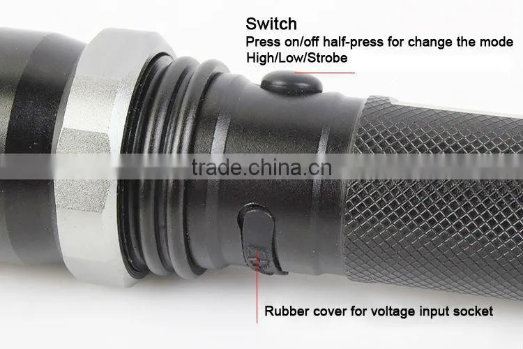 Goread C35 black aluminum high bright zoom Q5 LED 18650 rechargeable flashlight