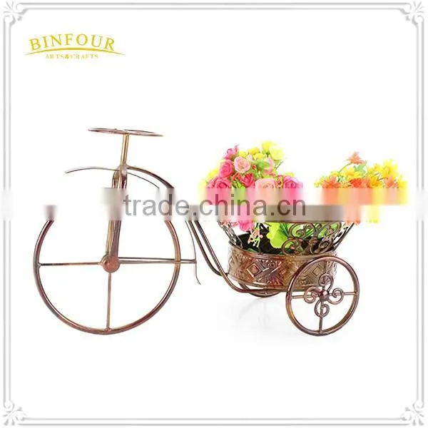 gold bike flower basket plant stand metal bike planter
