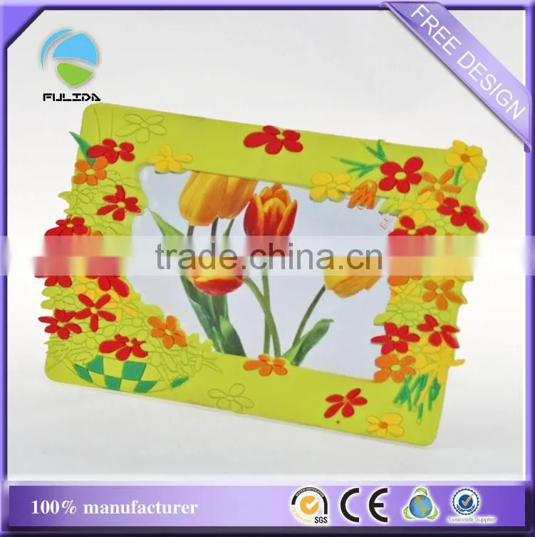 custom girls flowers decoration rubber desk photo frame