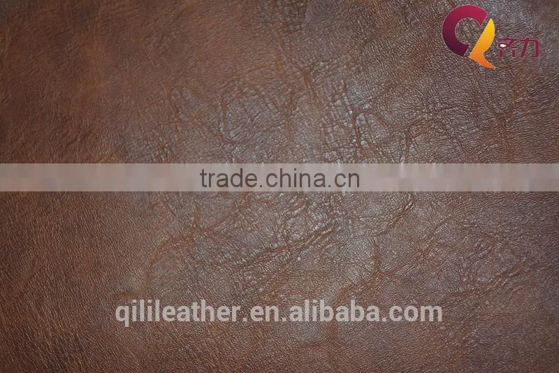 QILI 2014 crazy-horse with waxy feeling 100%PU Leather for shoes, boots