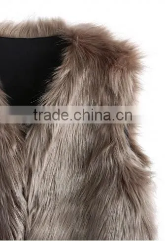Mid-Length Brown Faux Fur Vest