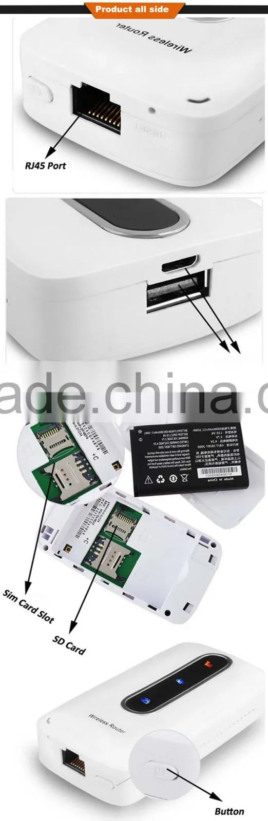 3000mAh power bank 3g wifi router with sim card slot WCDCA CDMA EVDO 3g router
