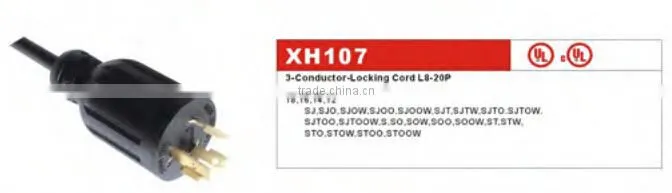 UL Power cord L8-20P American interlocking series