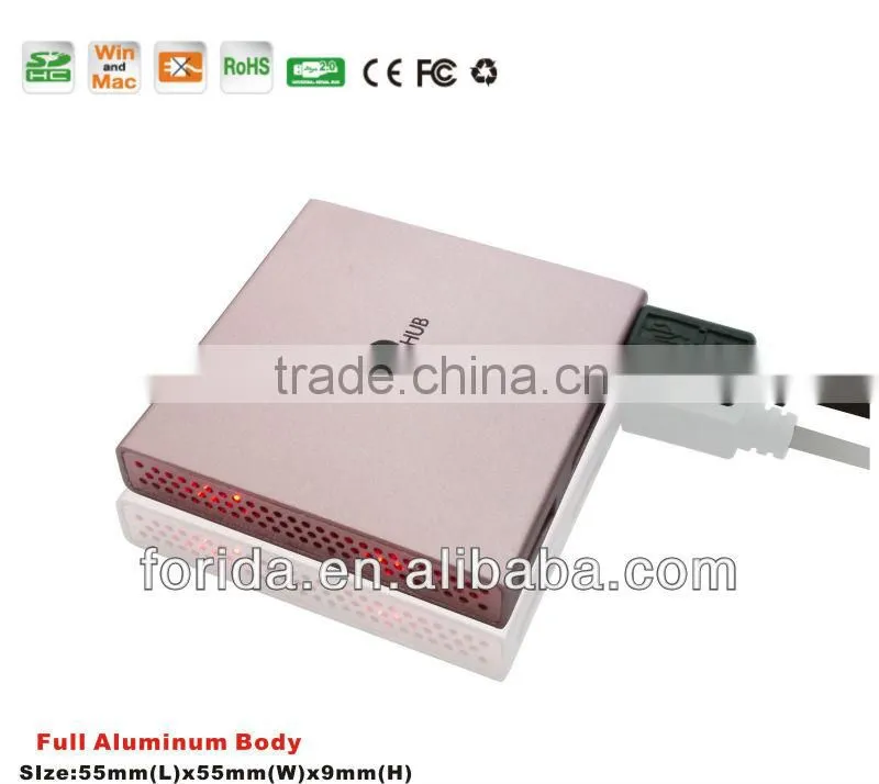 4 Ports Polished USB2.0 HUB with light