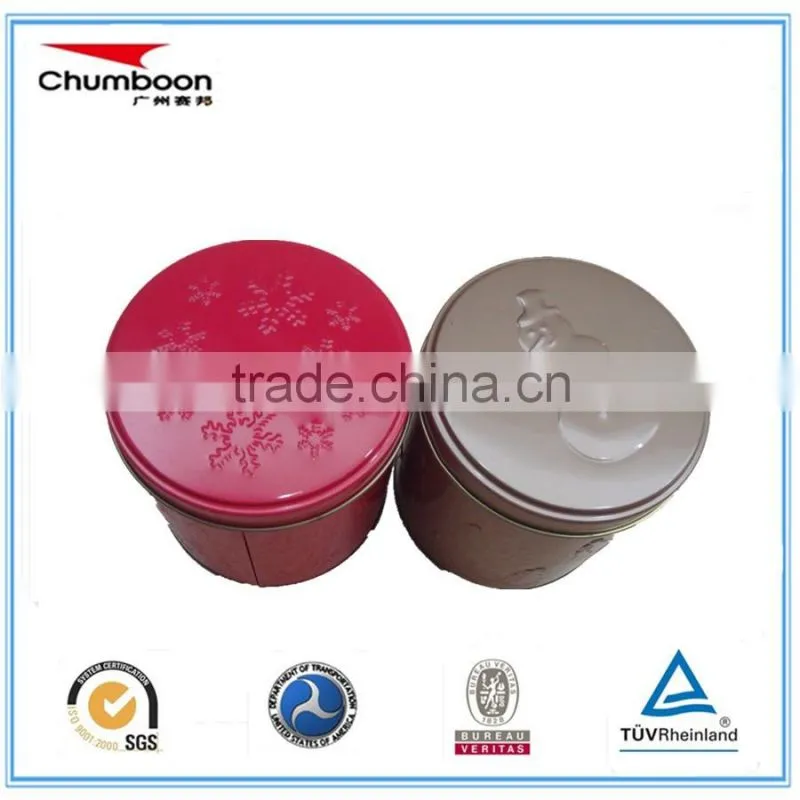 Guangzhou round logo embossed coin cookies chrismas gift tin box