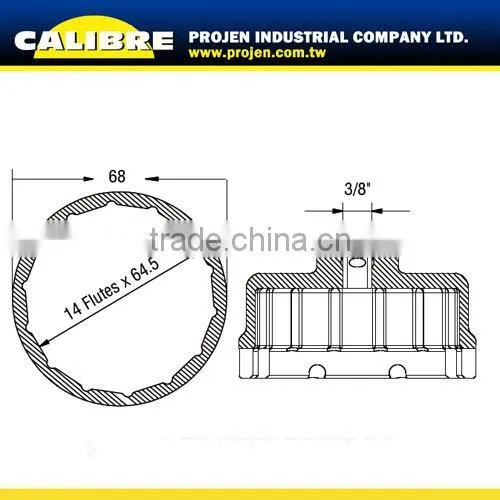 CALIBRE Auto repair tools 14 flutes x 64.5mm x 3/8"Dr oil filter wrench