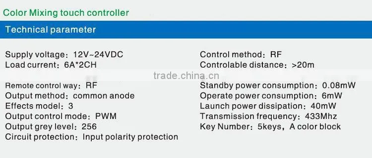 AC85~265V 50/60Hz 14keys RF 24G Packet Radio wireless to tuch controller/Dimmer for led strip light