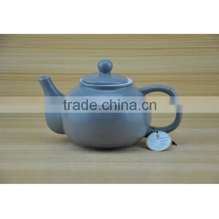 bulk items 1000cc plain color gloss finish tea pot ceramic tea set made in china