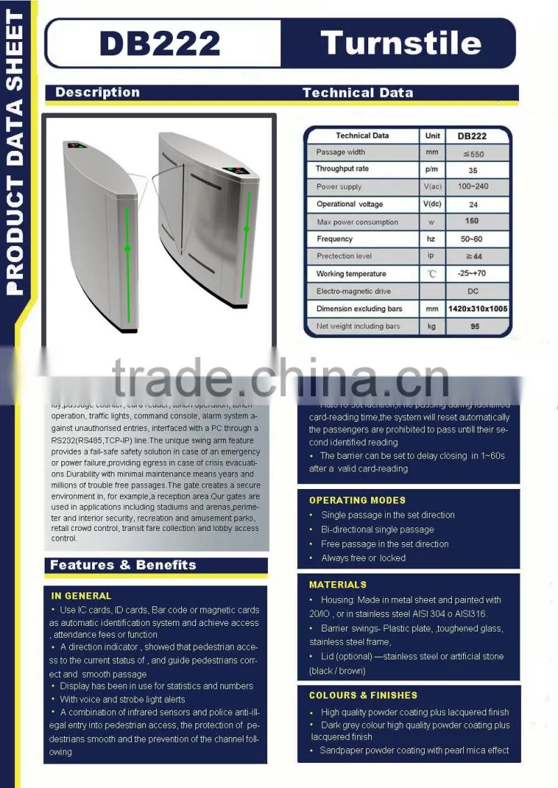 Data Backup/Ticket Counter Turnstile,Optical Flap Barrier Turnstile Gate for Subway