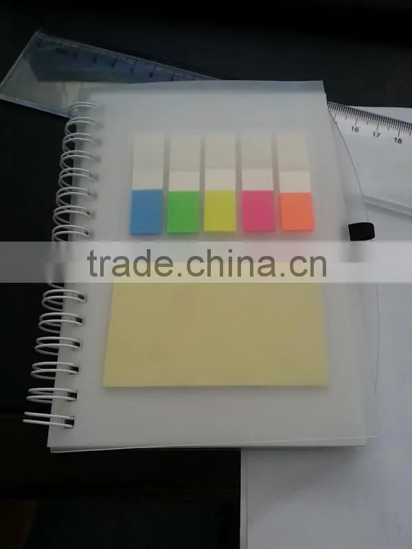 pp notebook with colorful sticky notepad