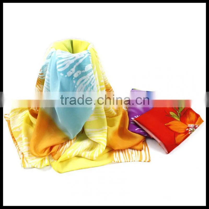 Hot selling fashion printing multicolor lady beach chiffon scarf