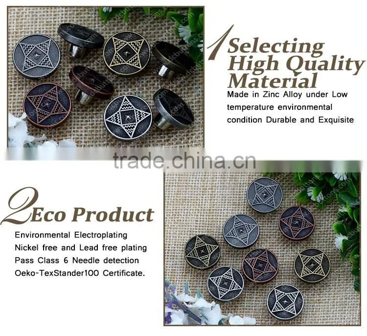 Four Tower Design Metal Jeans Button Cover for Overcoat