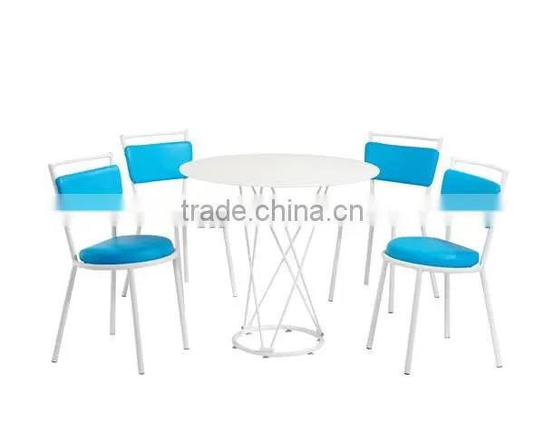Hot!!! simple super white tempered glass top dining table set