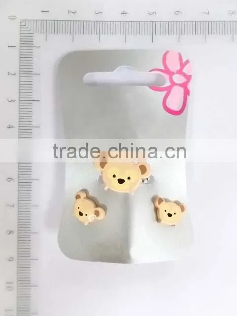 Cute acrylic carton animal earring and ring set for kids