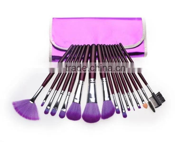 16 Pcs Professional Makeup Brush sets cosmetic brushes kit + Purple Leather Case