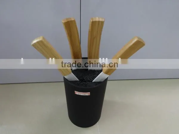 Bamboo Handle Ceramic Blade Knife set in PP strip Holder